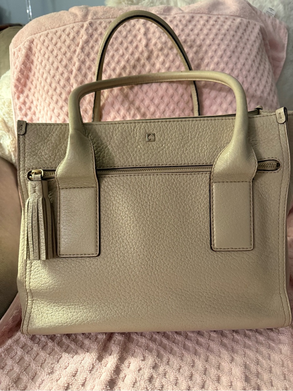 kate spade Taupe Leather Structured Shoulder Bag